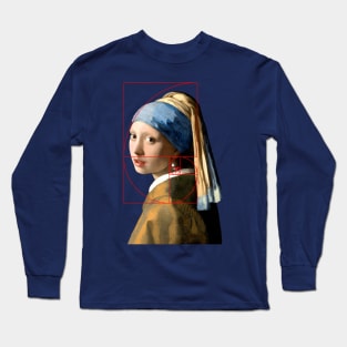 Vermeer Girl With Pearl Earring Fibonacci Sequence Long Sleeve T-Shirt